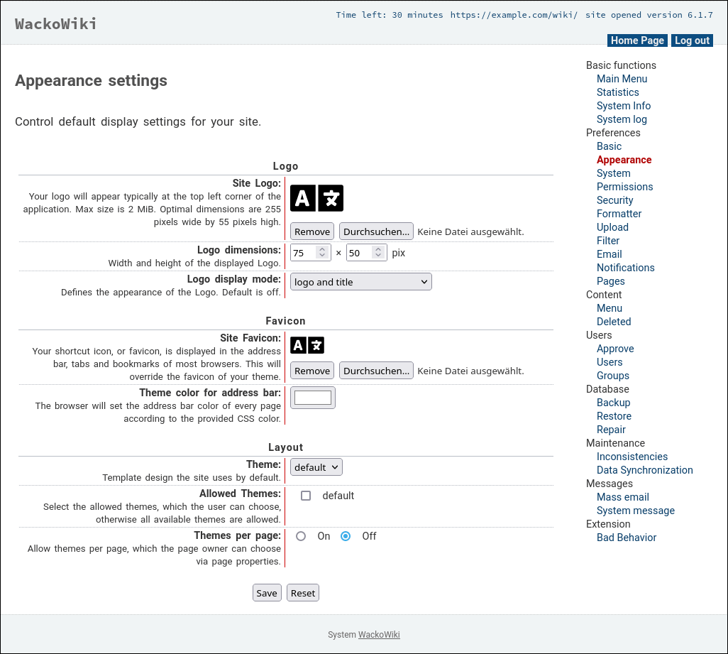 appearance settings module